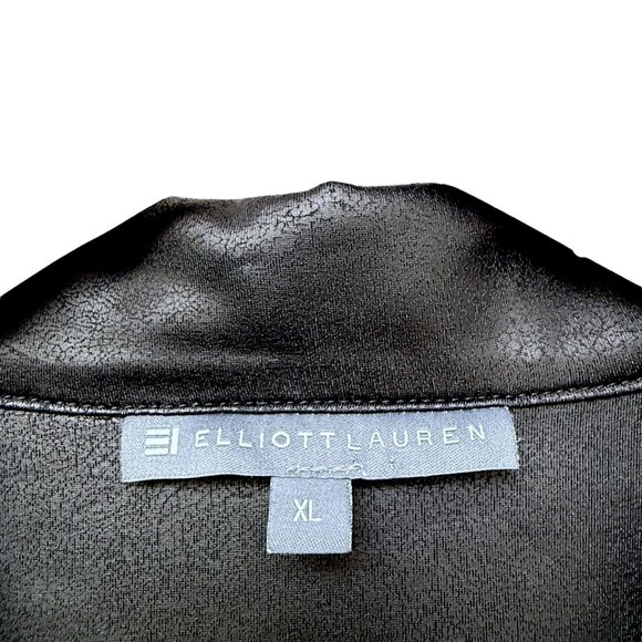 Elliott Lauren Womens Jacket Size XL Black Zip Front Stretch Light Faux Leather - Picture 6 of 14